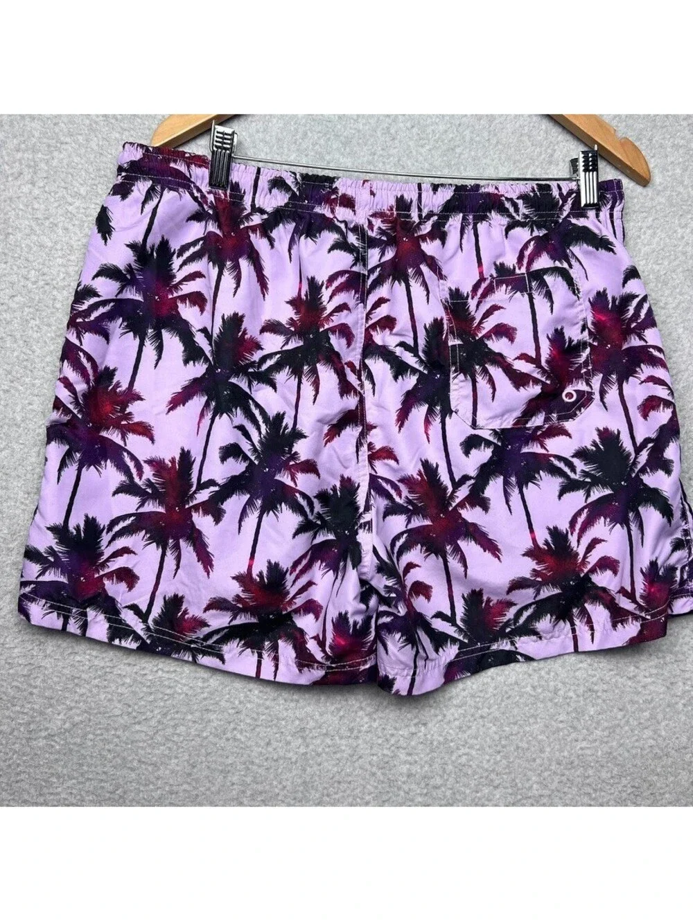 Primark Mens Purple Palm Tree Swim Trunks Board Shorts XL Beach Y2K Surf Vaca
